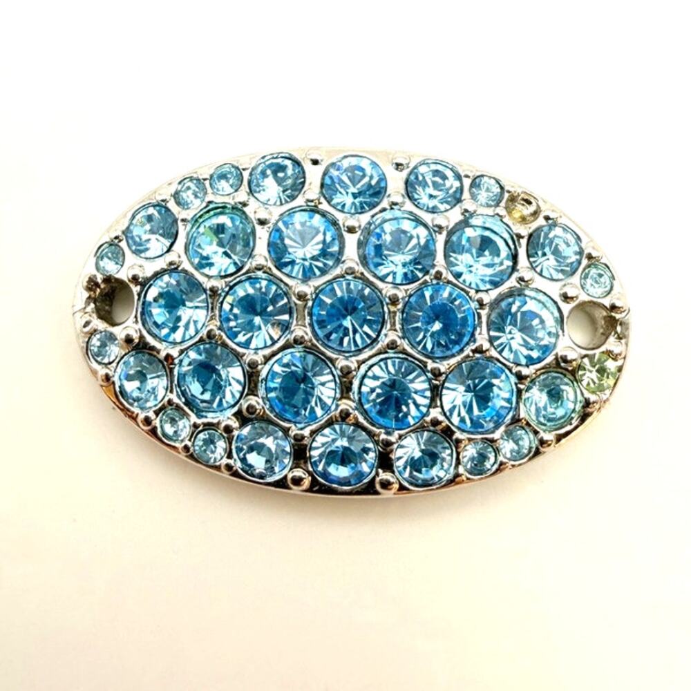 Swarovski Pave Crystal Light Blue Oval Pendant For Jewelry Making Crafts DIY
